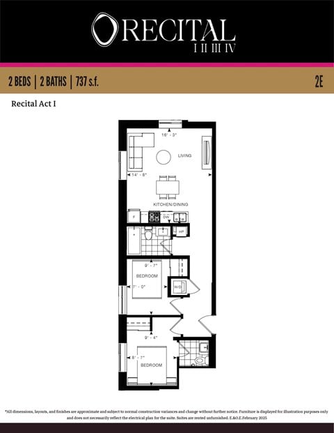 Floor plan for studio, 737 sqft